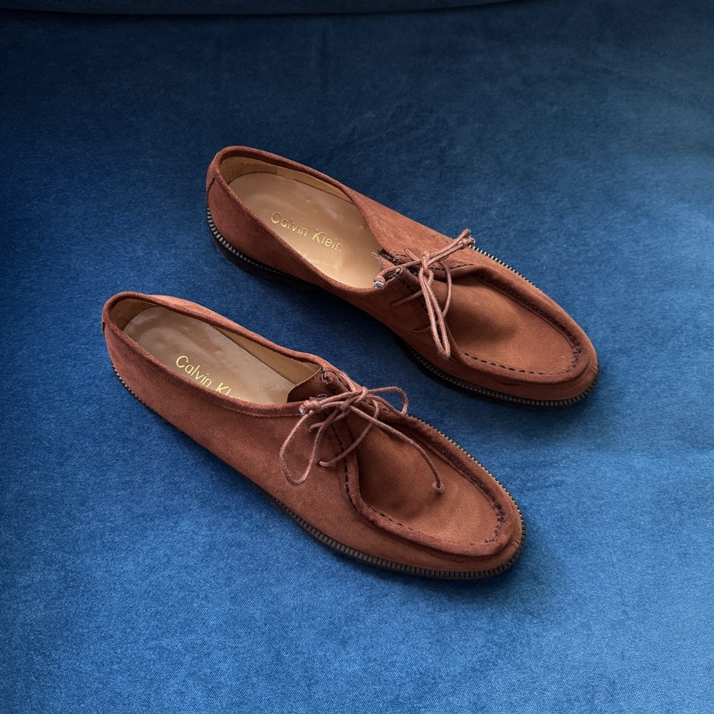 Calvin Klein Women’s Moccasin Brown Suede Loafers Size 9‎ 1/2